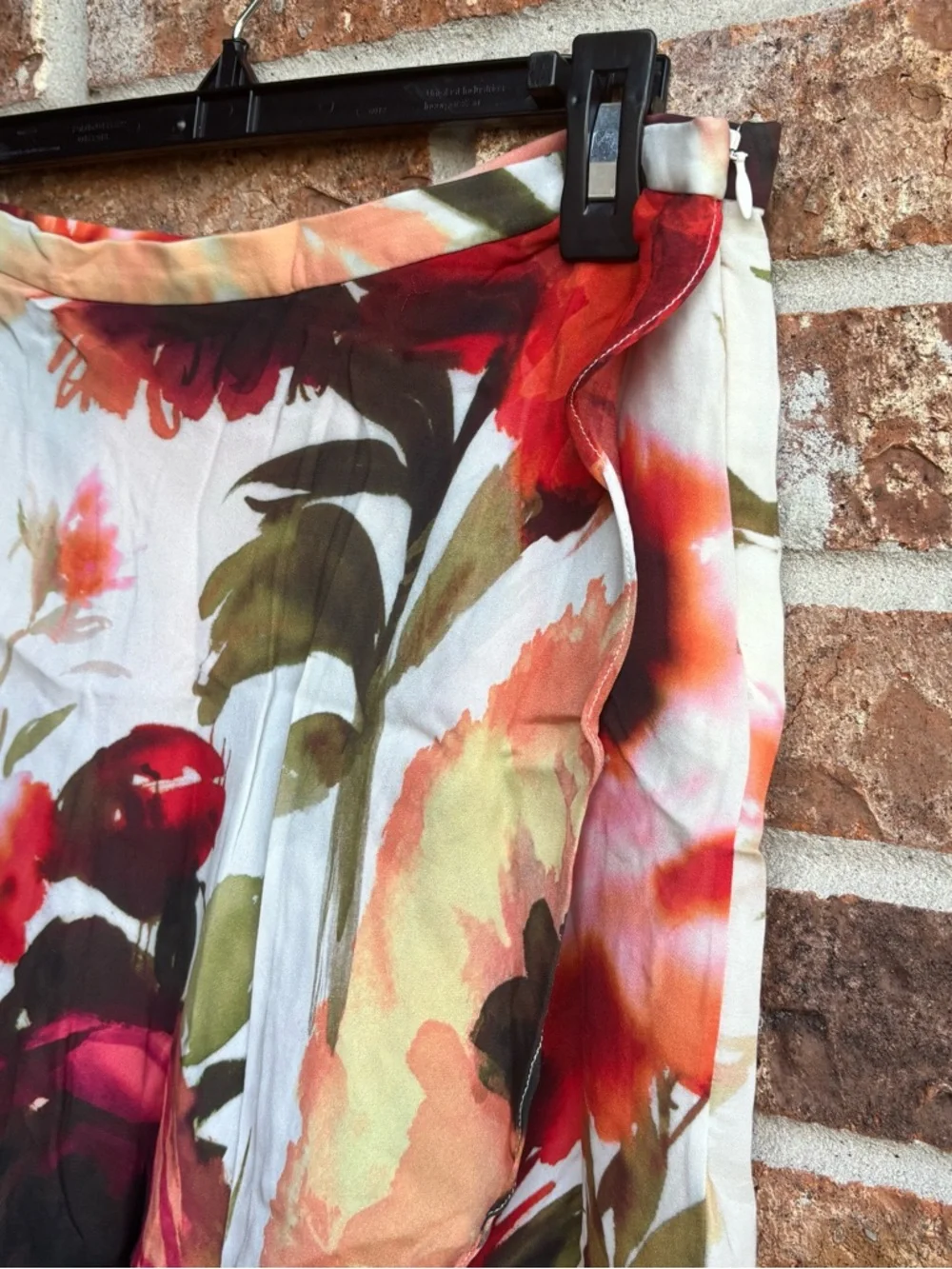 Haute Hippie Floral High-Low Silk Skirt in Red, Pink, Green, Cream, Brown